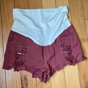 Pink blush maternity shorts